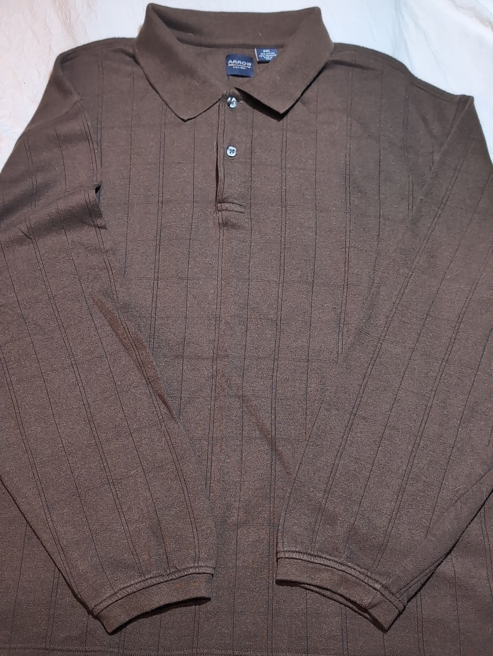Big And Tall XXL Arrow Men’s Brown Long-Sleeve Polo